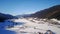 Panorama of Skating tour on ice of Weissensee in Austria