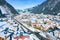 Panorama of ski resort town Mayrhofen with Ziller River Austria