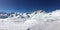 Panorama of ski slopes at Tignes, ski resort in the Alps France