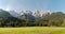 Panorama of Skrlatica and Spik above Gozd Martuljek in Julian Alps