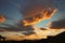 Panorama Sky cloudy sunset background. Wild beauty nature.