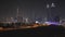 Panorama of skyscrapers of Dubai at night. View of Dubai Greek district.