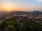 Panorama of the Slovenian capital Ljubljana at sunset.