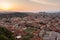 Panorama of the Slovenian capital Ljubljana at sunset.