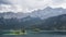 Panorama of the small idyllic islands in the Eibsee lake a lake in the south of Germany