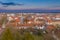 Panorama of a small provincial town. Photo taken from high altitude using a drone.