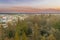 Panorama of a small provincial town. Photo taken from high altitude using a drone.