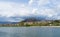 Panorama of a small town by the lake in Plav, Montenegro