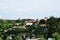 Panorama of Smolensk. Red brick wall and tower.