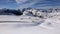 Panorama of snow landscape of Passo Giau, Dolomites, Italy