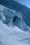 Panorama of snowy mountains and high alpine peaks in wintery Bernese Oberland in Switzerland