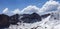 Panorama of snowy mountains in nice sun day