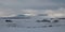 Panorama snowy winter landscape view of huge volcano cone crater Hverfjall near Myvatn Reykjahlid Northern Iceland