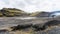panorama of Solheimajokull glacier valley