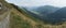 Panorama of south-east view of mountain range of Stol in Julian Alps in Slovenia