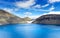 Panorama of Spectacular crater lake in Iceland. Hnausapollur BlÃ¡hylur or Blue Pool crater lake. Iceland