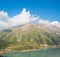 Panorama of Spectacular scenic Big Almaty Lake