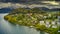 Panorama of Spiez on lake Thun in Switzerland.