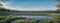 panorama of spring lake and forest wetland. AI generated