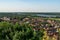 Panorama of Sremski Karlovci. Panoramic view of the roofs of the house and Danube river.