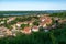 Panorama of Sremski Karlovci. Panoramic view of the roofs of the house and Danube river.