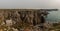 Panorama of St Govan`s Chapel, Stackpole