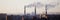 Panorama of St. Petersburg, Smolny Cathedral and smokestacks.