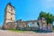 Panorama of St Stepanos bell tower and Armenian Church ruins, Kamianets-Podilskyi, Ukraine