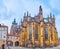 Panorama of St Vitus Cathedral and small bridge to the Old Royal Palace, Prague, Czech Republic