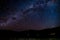 Panorama Starry night Milky way over the mountain. Abel Tasman National Park