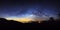 Panorama starry night sky and milky way galaxy with stars and sp