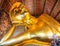 Panorama of statue of Reclining Buddha in temple Wat Pho, Bangkok