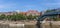 Panorama of steel bridge over the river Weser in Bremen