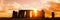 Panorama of Stonehenge at sunset, UK