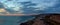 Panorama of The Strand Beach in Dana Point at sunset