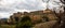 Panorama Street and architecture in Valdemossa, Mallorca side view. Spain