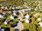 Panorama of the streets of modern single-family houses of the upper and middle class. American real estate in Virginia USA