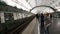 Panorama of the subway. Trains arrive and depart