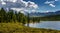 Panorama of the summer mountain Altai with Lake Kidelu, Russia July