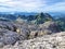 Panorama from the summit of Mutteristock situated between the Alpine valleys Klontal Kloental and Wagital Waegital, Innerthal