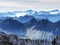 Panorama from the summit of Mutteristock situated between the Alpine valleys Klontal Kloental and Wagital Waegital, Innerthal