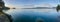 Panorama of the sunrise along the beautiful shorelines of the Gulf Islands off the shores of Vancouver Island