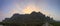 Panorama Sunrise beam behind of the mountain