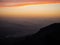 Panorama sunset of mountains hills layers landscape from Monte Naranco Sagrado Corazon statue hill Oviedo Asturias Spain