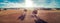 Panorama of sunset over fields in Australian outback.