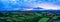 Panorama of Sunset over Torquay Meadows and Fields from a drone, Devon, England, Europe