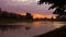 Panorama sunset on the river at Uzghorod