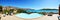 Panorama of swimming pool at luxury hotel with a view on Spinalonga Island