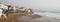 Panorama in taghazout with wave breaking at Panoramas surf spot