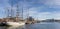 Panorama of tall ships at the quay during Kieler Woche festival in Kiel